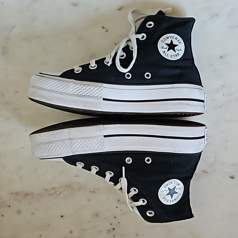 Converse Black Canvas High-Tops with White Details - Picture 5 of 8